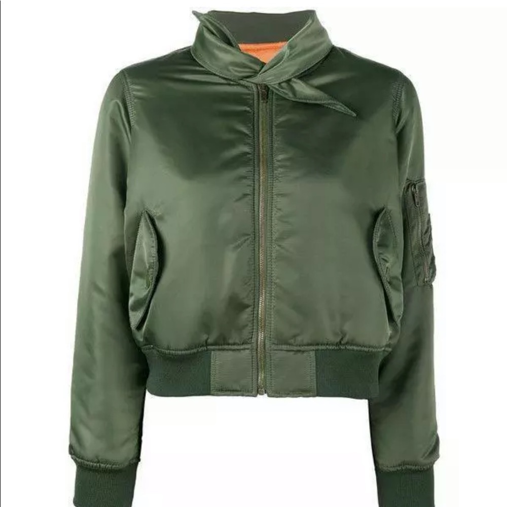 Balenciaga Scarf Tie Cropped Bomber $2210 NWOT